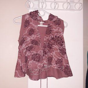 Dereon sleeveless waist-tie up hoodie